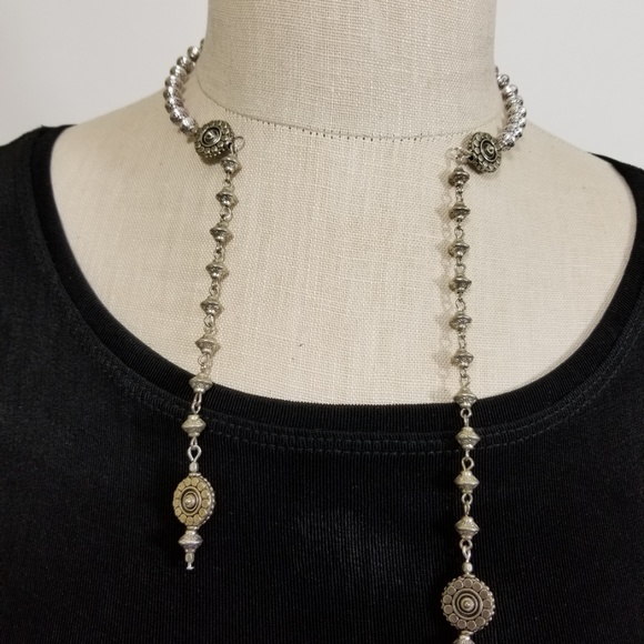 Tibetan Silver & Stone Choker Necklace Adjustable - Picture 6 of 6